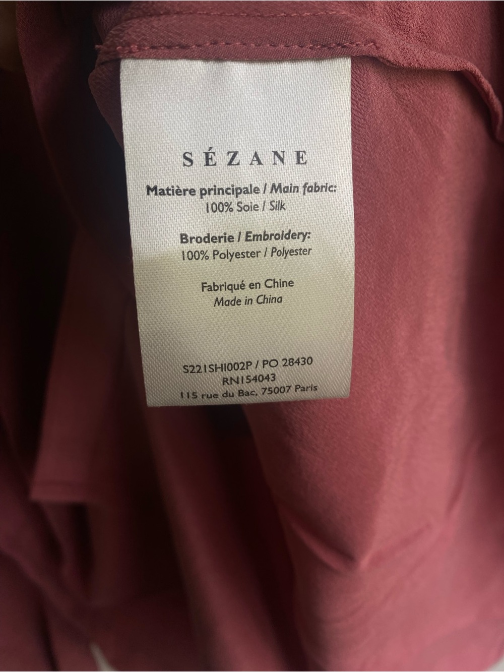 NEW Sezane Chlo Silk Ruffle Blouse Rosewood size 40 - Picture 10 of 11